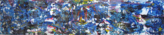Collages & techniques mixtes sur plexiglas, face A, 175X40cm, 2014.