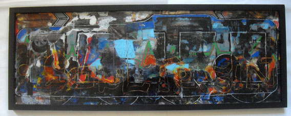 Techniques mixtes & transferts d'images sur verre,92X35cm, 2014