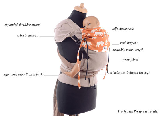 Wrap Tai, Huckepack, wrap conversion, expanded straps, ergonomic hipbelt, adustable panel, grows with your child