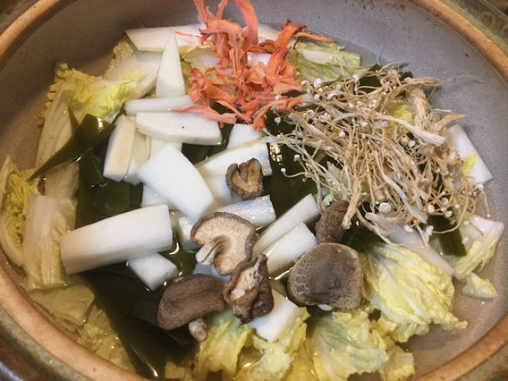 人参とえのきと椎茸は家で干しておいたもの