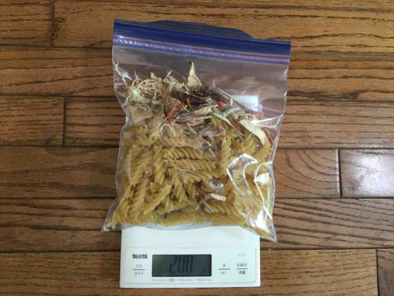 さらに二人分のパスタを加えてもこんなに軽い!