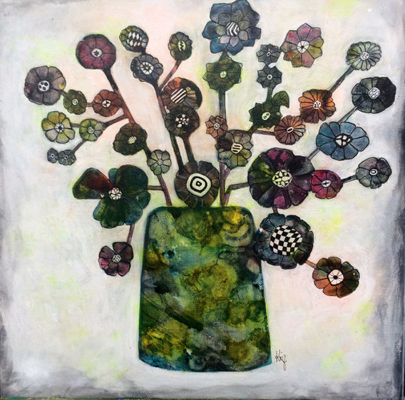 "Blumenvase grün" Acryl auf Leinwand    