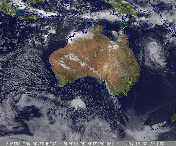 Satellite image of Tropical Cyclone Penny in the Coral Sea. image from www.bom.gov.au