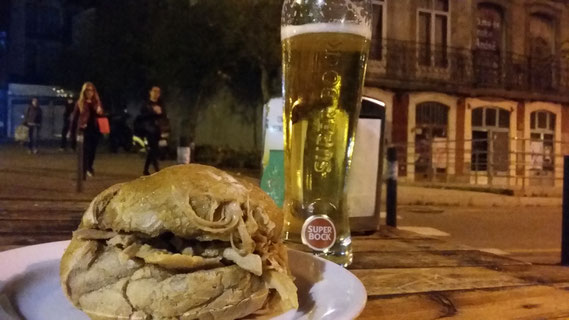 Typical snack Casa Guedes pork beer Porto Portugal