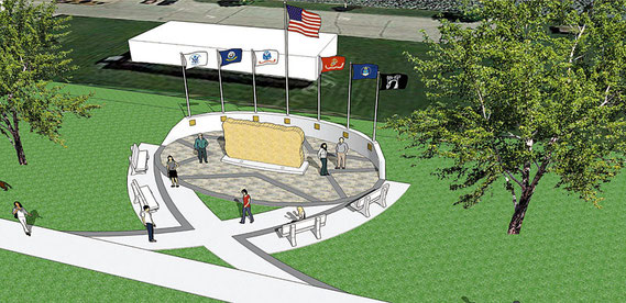 This three-dimensional concept of the new Bellevue Veterans Memorial, which will be located on Riverview, just north of Subway, was recently released to the city by IIW Engineers. Pre-site grading and other work will get underway on the project soon.