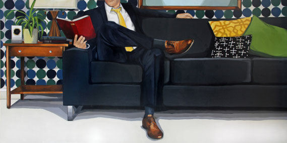 Leslie Graff, "On His Mind," 2021, acrylic on canvas, 36 x 72 inches, $12,000
