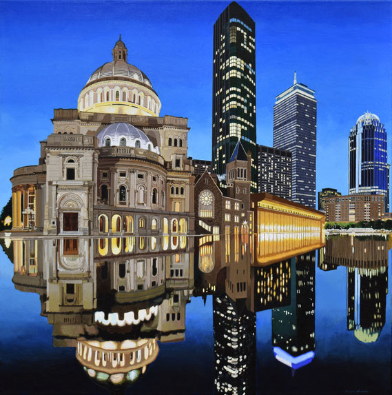 Andrew Woodward, "One Dalton Nightfall," 2021, acrylic on canvas, 32 x 32 inches - SOLD