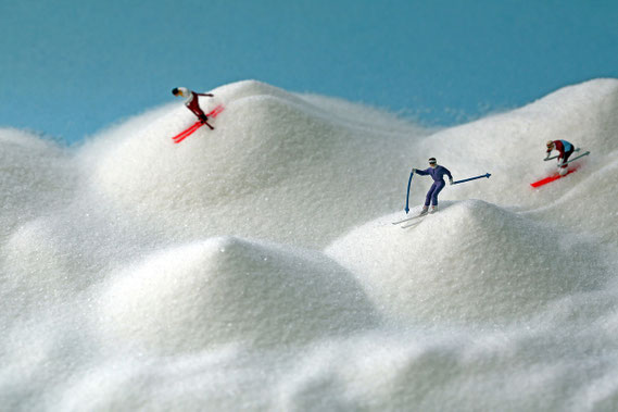 Christopher Boffoli, "Sugar Skiers," acrylic-dibond mounted photograph, 24 x 36 inches, (also available: 12 x 18, 32 x 48, 48 x 72)