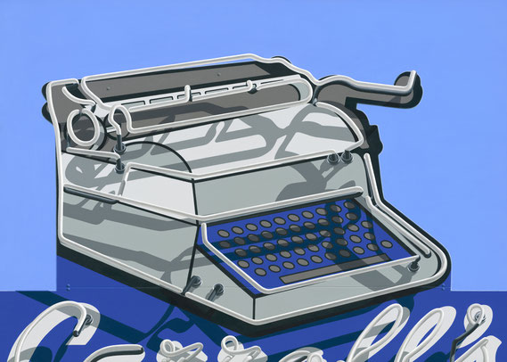 Stephanie Schechter, "Carroll's Typewriter," oil on aluminum, 20 x 28 inches, $4,400