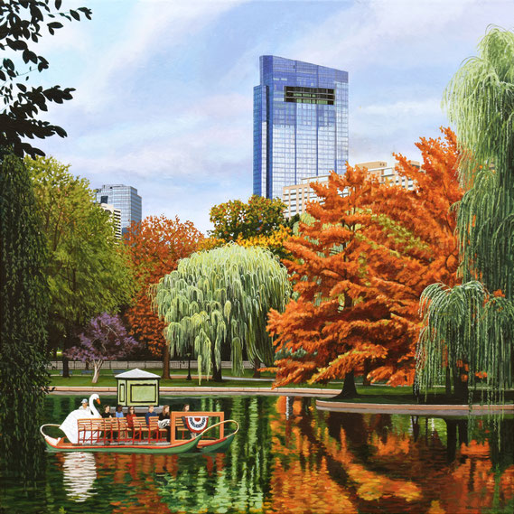 Andrew Woodward, "Autumn Gardens," 2021, acrylic on canvas, 32 x 32 inches - SOLD