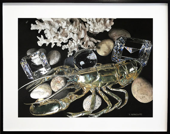 Sheldon Berkowitz, "Lobster, Coral and Crystals," pastel over watercolor on paper, 36 x 47 inches, $18,500  (framed size: 45 x 56 inches)