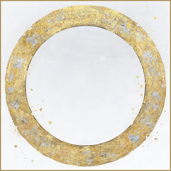 Takefumi Hori, "Circle No. 190," 2022, acrylic, gold leaf and metal leaf on canvas, 48 x 48", $9,800