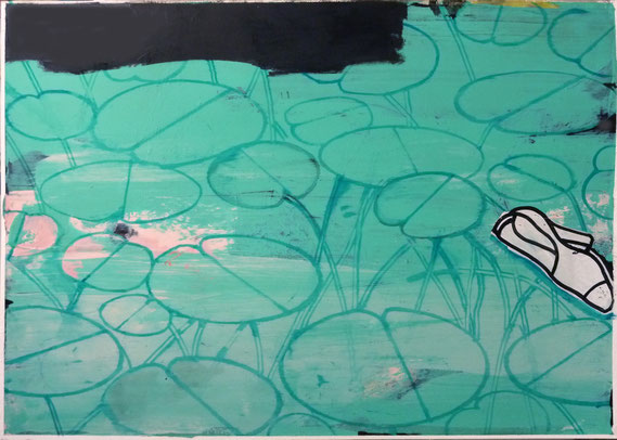 "PD.Fund.W.See/25-07-2014.MEZ 7:42, III", 2014, Öl auf Karton, 70 x 100 cm