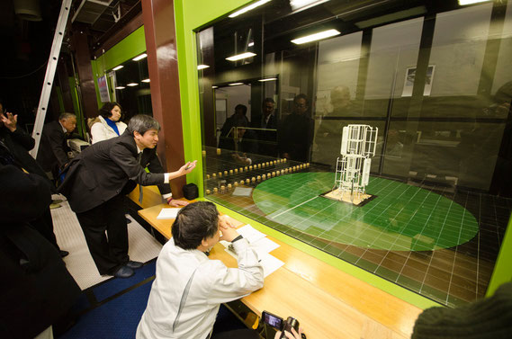 新型風力発電機縮小モデル 風洞実験風景
