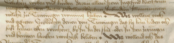 Abb. 5: Das Bild zeigt einen Auszug aus dem Freiheitsbrief der Universität Tübingen von 1477.*****