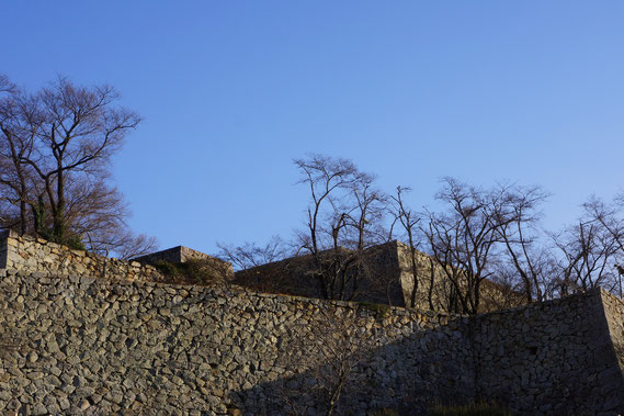 厩堀近くから見た津山城の石垣