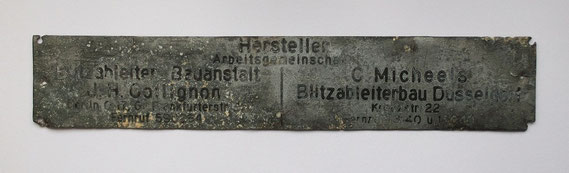 Blechschild der Arbeitsgemeinschaft Collignon und Micheels, um 1930 / © Sammlung PRISARD