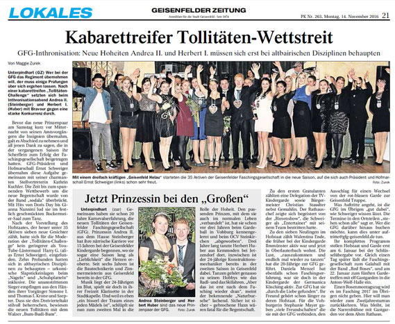 04.11.2016 Geisenfelder Zeitung, Maggie Zurek