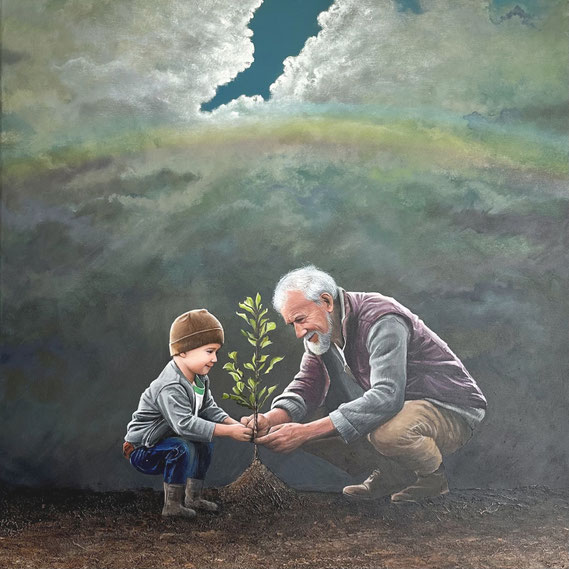 painting, peinture contemporaine, colors, racines, famille, arc-en-ciel