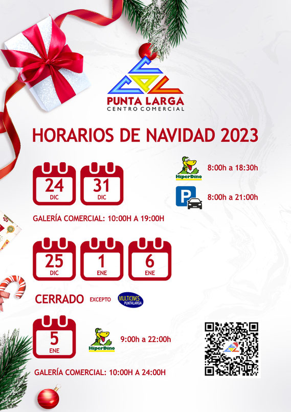 Horarios de Navidad 2023  del Centro Comercial Punta Larga.