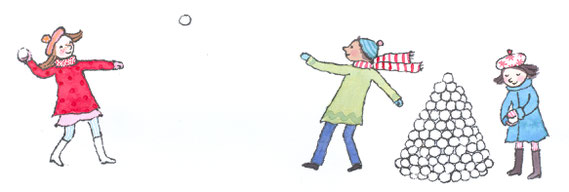 Lola Renn Illustration Kinder im Schnee snowball