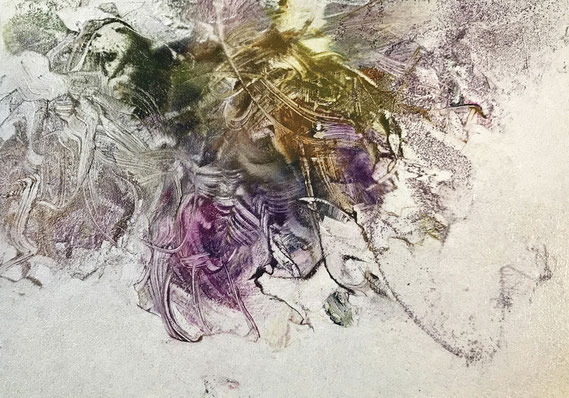 Miniatur/Blütenfall 53 2025 Kunstharz, Steinmehl, Acryl, Öl, auf Papier 14,8 x 21 cm  