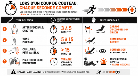 Lors d'un coup de couteau : chaque seconde compte