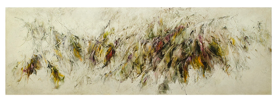 Skriptur 27.6.2017 Kunstharz, Steinmehl, Acryl, Öl, auf Papier 50 x 150 cm ( Lisa Norris Gallery, London)