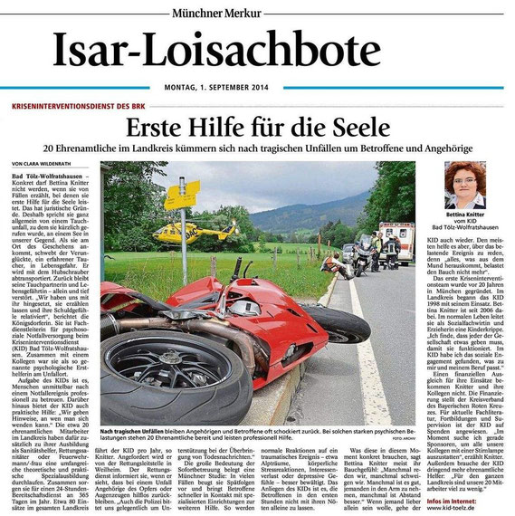 Münchner Merkur/ Isar-Liosachbote 01.09.2014