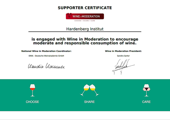 Das Zertifikat - Hardenberg Institut ist zertifiziert als WiM-Supporter 