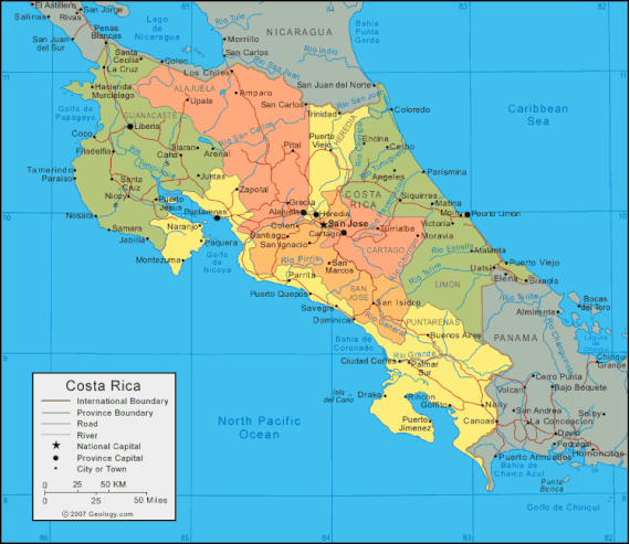 Map of Costa Rica