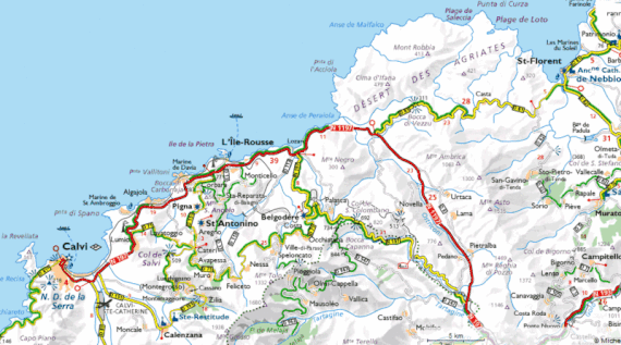 carte détaillée de la balagne Carte routière de la Balagne   Corse ile de beaute