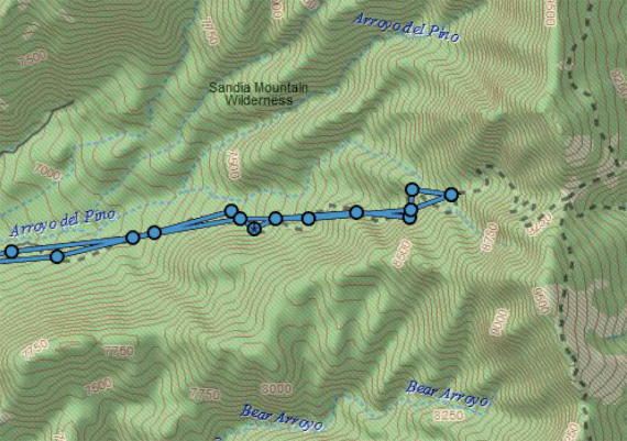 Tracking the hike at 20 minute intervals