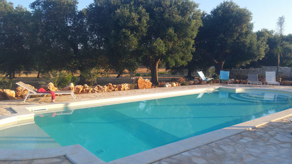Here is the private pool for a Trulli Holiday Home Rental Puglia in Ostuni