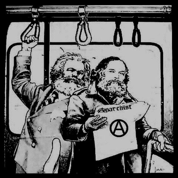 Karl Marx & anarkisten Mikhail Bakunin. - Måske på vej hjem fra et møde i 'Første Internationale' (Internationale Arbeiter-Assoziation - IAA, 1864-1900) ...?