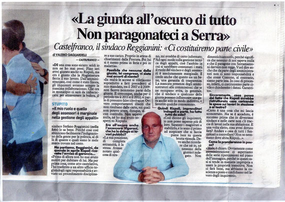 DICHIARAZIONI DEL SINDACO REGGIANINI