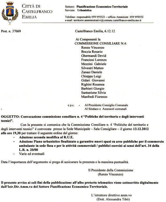 COMMISSIONE NR.4 DEL 13 DICEMBRE 2012