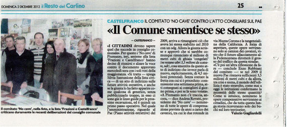 IL RESTO DEL CARLINO DEL 2 DICEMBRE 2012