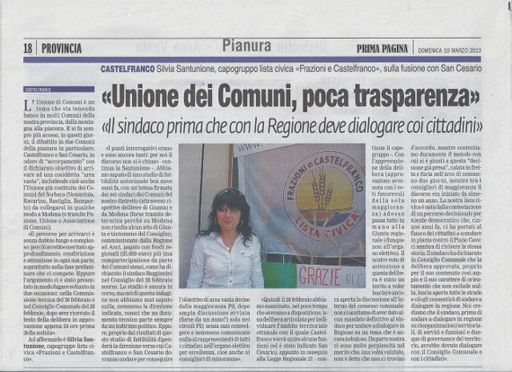 PRIMA PAGINA DEL 10 MARZO 2013