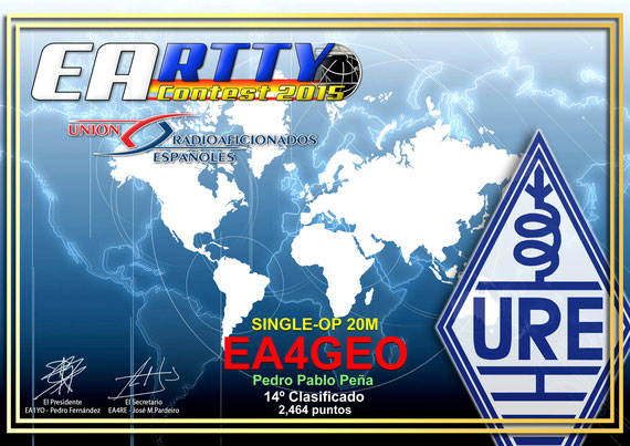 14º Clasificado Nacional en 20m, en mi primer Concurso de RTTY.