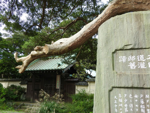 道灌邸跡の石碑と山門