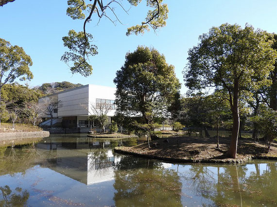 平家池から鎌倉文華館鶴岡ミュージアムを望む　対岸から