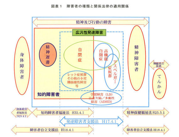 障害者の種類と関係法規の適用関係