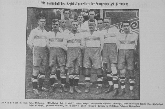 FK Pirmasens - Meister der Bezirksliga Rhein-Saar, Gruppe Saar 1930/31