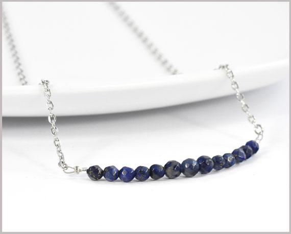 Lapislazuli 3 - 5 mm Edelsteinkette  mit Edelstahl  Länge wählbar  21,90 €