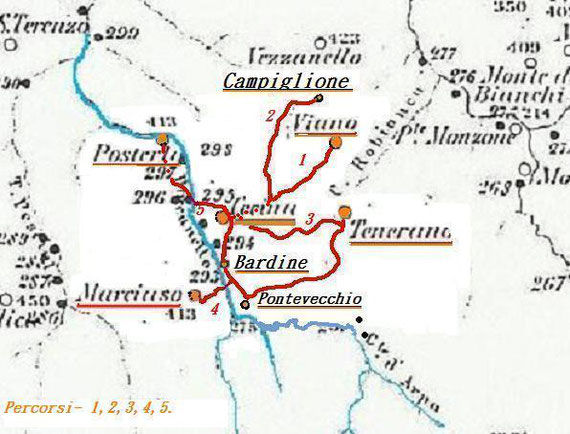Carta Idrografica del 1887 valle del fiume Bardine