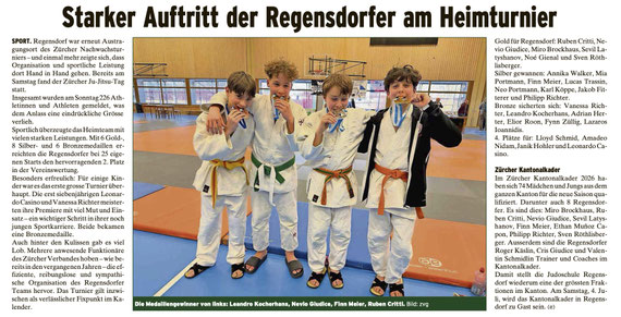 Zürcher Nachwuchs Meisterschaft im Judo für Zürcher Unterländer aus Regensdorf im Furttal wieder von grossem Erfolg gekrönnt.