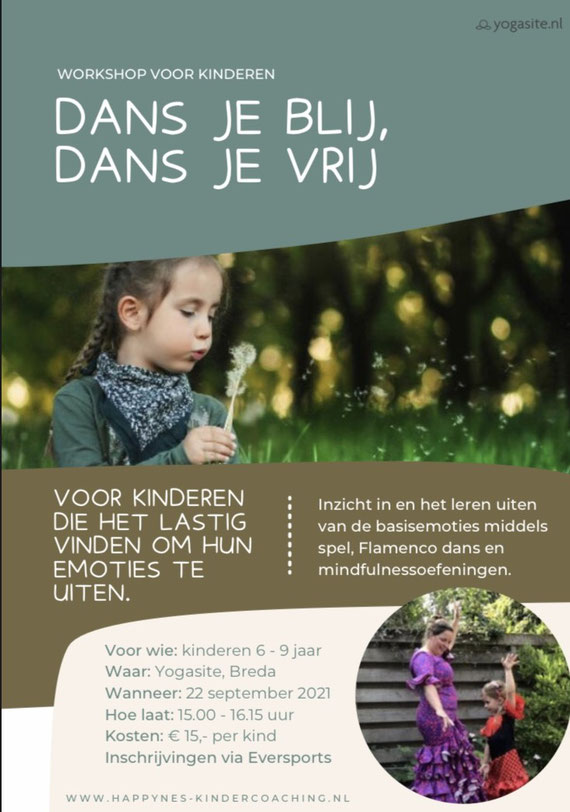 Dans je blij dans je vrij workshop voor kinderen van Happy-Nes Kindercoaching