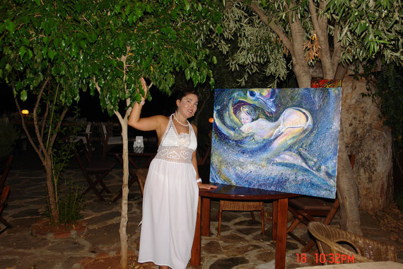 Neşe Banu & Delphin mit En 85x110cm acryl auf Leinwand 2012 in Privatem Besitz