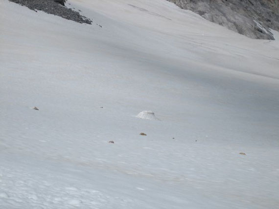 Ein Schneetisch am Eisscheitel